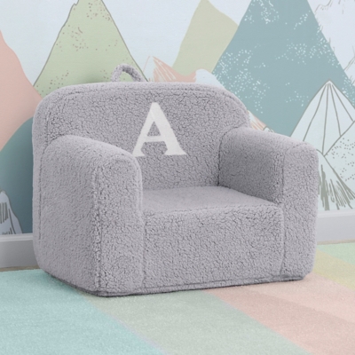 Delta Children Monogram Cozee Sherpa Chair Letter N, Gray, rollover