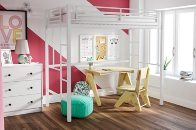 Atwater Living Grace Twin Metal Loft Bed, White