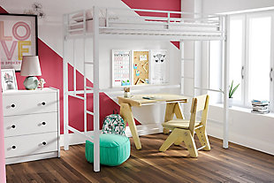 Atwater Living Grace Twin Metal Loft Bed, White, rollover