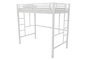 Atwater Living Grace Twin Metal Loft Bed, White, large