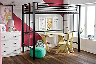 Atwater Living Grace Twin Metal Loft Bed, Black, rollover