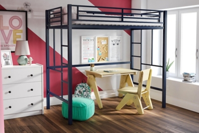 Atwater Living Grace Twin Metal Loft Bed, Navy, large