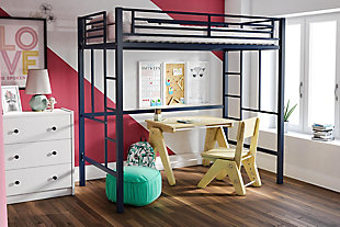Atwater Living Grace Twin Metal Loft Bed, Navy, rollover