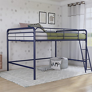 Atwater Living Cora Junior Full Metal Loft Bed, Blue, rollover
