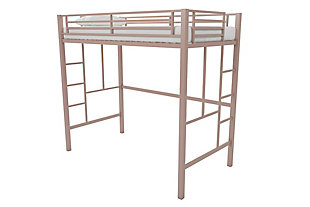Atwater Living Grace Twin Metal Loft Bed, Pink, large