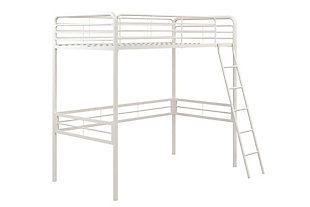 Atwater Living Tiana Metal Loft Bed, White, large