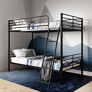 Atwater Living Daysi Convertible Twin over Twin Bunk Bed, Black, rollover