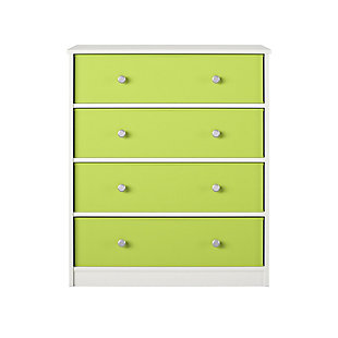 Ameriwood Home Mya Park Tall Dresser with 4 Fabric Bins, White/Green, large