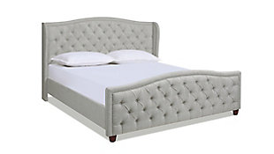 Jennifer Taylor Fontana Wingback Upholstered Platform King Bed Frame, Silver Gray, large