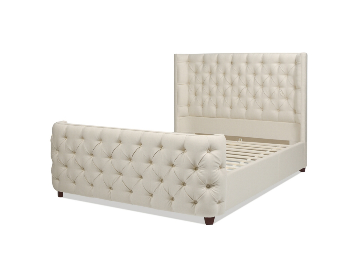 Jennifer Taylor Geneva Curved Wing Upholstered Platform Queen Bed Frame