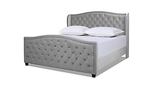 Jennifer Taylor Marcella Upholstered Shelter King Headboard Bed, Opal Gray, large