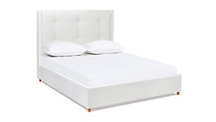 Jennifer Taylor Miramar King Cushion-Back Headboard Platform Bed Frame, Antique White, large
