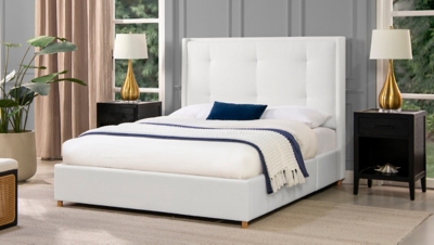 Jennifer Taylor Miramar Queen Cushion-Back Headboard Platform Bed Frame