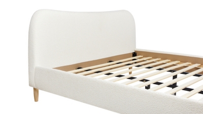 Jennifer Taylor Roman Curved Headboard Upholstered King Platform Bed, Ivory White, large