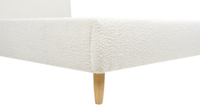 Jennifer Taylor Roman Curved Headboard Upholstered King Platform Bed, Ivory White, large