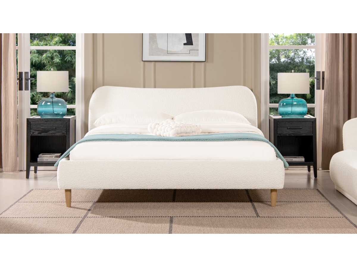 Jennifer Taylor Roman Curved Headboard Upholstered King Platform Bed Ashley