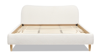 Jennifer Taylor Roman Curved Headboard Upholstered King Platform Bed, Ivory White, large