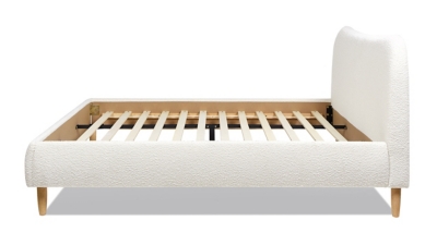 Jennifer Taylor Roman Curved Headboard Upholstered King Platform Bed, Ivory White, large