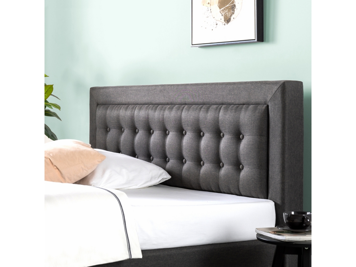 西風バースト様 ZINUS Platform Queen Bed with Channel Tufted Headboard | Ashley