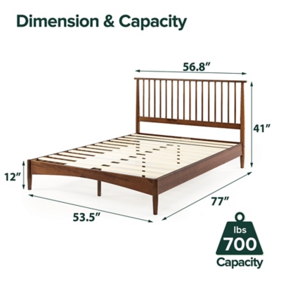 ZINUS Platform Full Bed Frame with Slatted Headboard, Brown, large