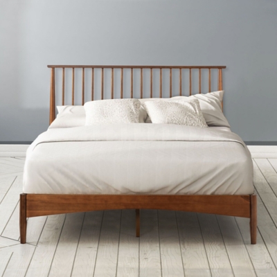 ZINUS Platform Queen Bed Frame with Slatted Headboard, Brown