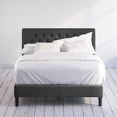 ZINUS Tufted Queen Platform Bed Frame, Charcoal Gray