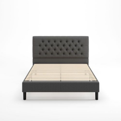 ZINUS Tufted Queen Platform Bed Frame, Charcoal Gray, large