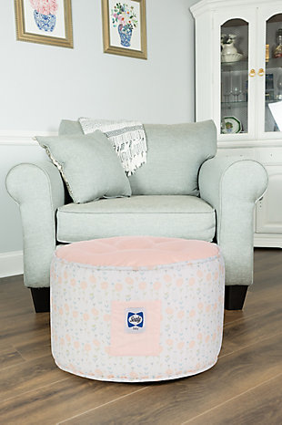 Sealy Baby Coral and Blossoms Kids Pouf, , rollover