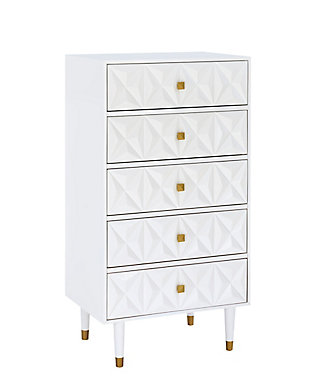 Linon Geo Texture Dresser, White, large