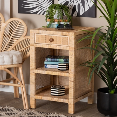 B600011059 bali & pari Bella Natural Rattan Nightstand, Natur sku B600011059