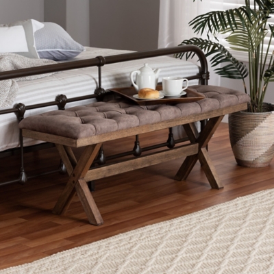 Baxton Studio Cherene Bench, Brown/Rustic Brown