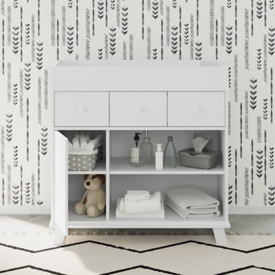 Storkcraft Modern Nursery Changing Table Dresser, White, rollover
