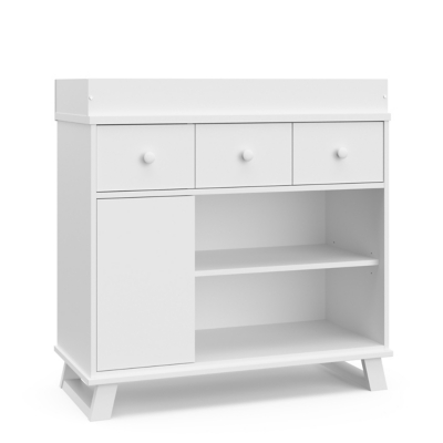 Storkcraft Modern Nursery Changing Table Dresser, White, large