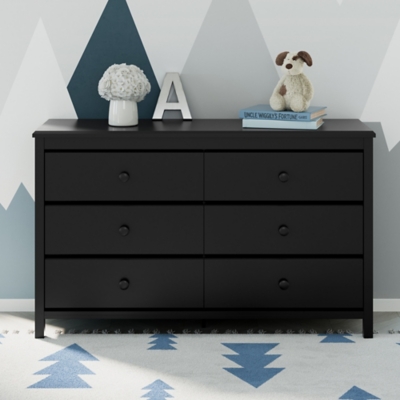 Storkcraft Alpine 6 Drawer Double Dresser, Black