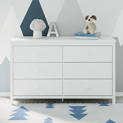 Storkcraft Alpine 6 Drawer Double Dresser, White