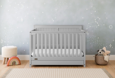 Graco Hadley 5-in-1 Convertible Crib with Drawer, Pebble Gray