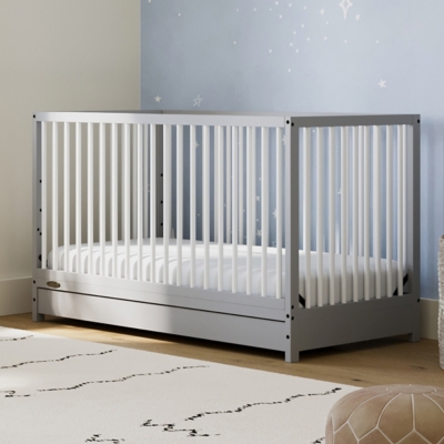 Graco Teddi 5-in-1 Convertible Crib with Drawer, Pebble Gray