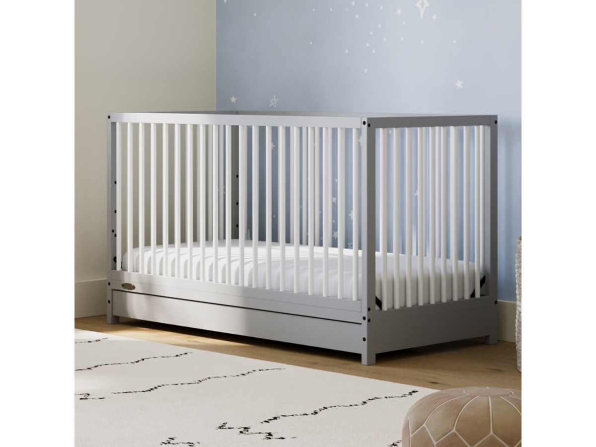 Pebble gray crib best sale