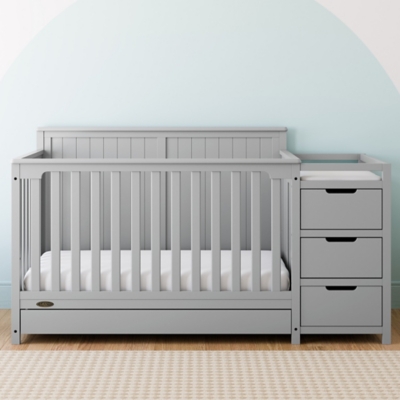 Graco Hadley 5-in-1 Convertible Crib and Changer, Pebble Gray