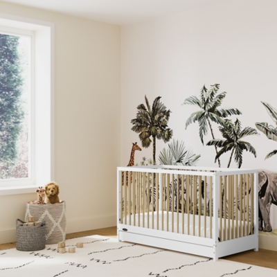 Graco Teddi 5-in-1 Convertible Crib with Drawer, White/Driftwood