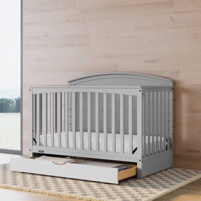 Graco Bellwood 5-in-1 Convertible Crib with Drawer, Pebble Gray