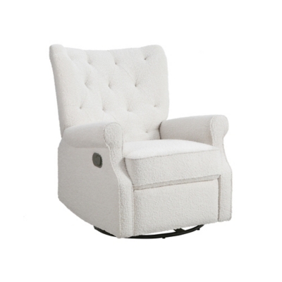 Alice Velvet Swivel Recliner, Boucle