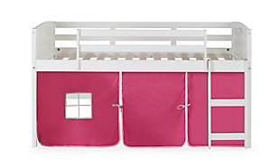 Donco Kids Louver Twin Loft Bed with Tent, White/Pink, large
