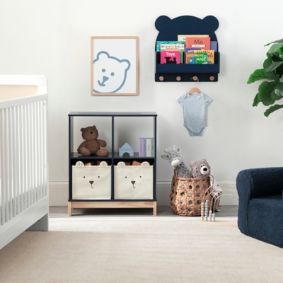 babyGap by Delta Children Brannan Bear Bookcase with Bins, Navy, rollover