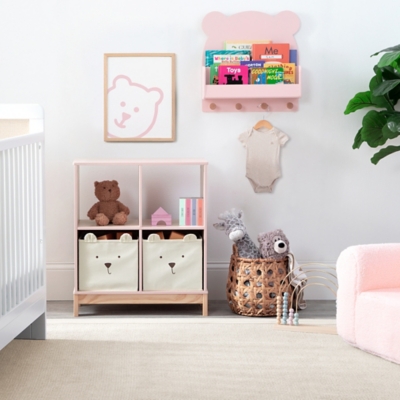 babyGap by Delta Children Brannan Bear Bookcase with Bins, Blush, rollover