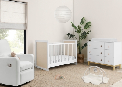 babyGap by Delta Children Liam 4-in-1 Convertible Crib, Bianca White/Natural, large