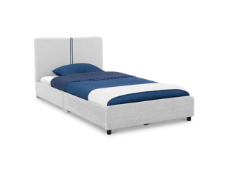Delta Children Upholstered Stripe Twin Size Bed with Headboard