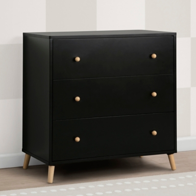 Delta Children Essex 3 Drawer Dresser with Interlocking Drawers, Ebony/Natural