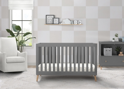 Delta Children Essex 4-in-1 Convertible Crib, Gray/Natural