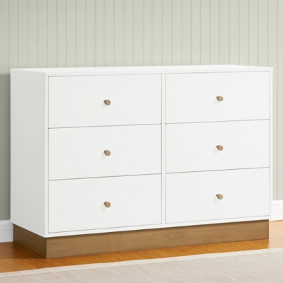 Delta Children James 6 Drawer Dresser with Interlocking Drawers, Bianca White/Acorn